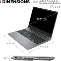 HP OMEN - Laptop de 16 pulgadas, FHD 144 Hz, Intel i7-14700HX, 16 GB RAM, 512 GB SSD, NVIDIA RTX 4060 (8 GB dedicado), Win 11, 16-ae0009nr (2024)