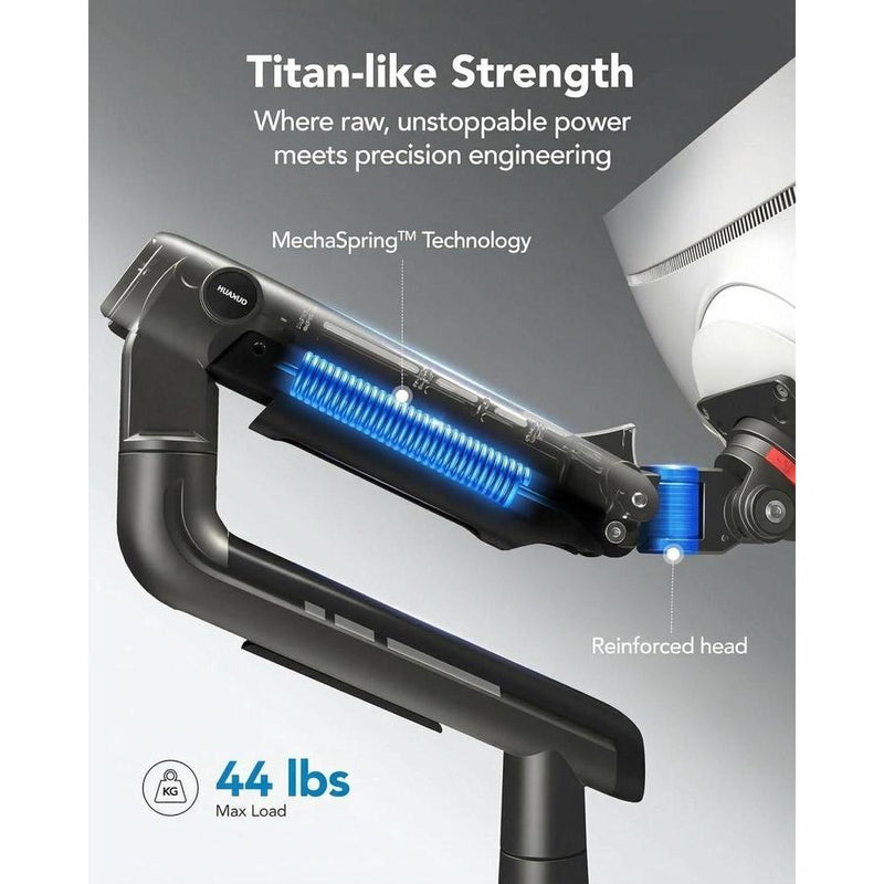 HUANUO TitanLift brazo de monitor resistente para pantallas grandes, ajustable, soporte de escritorio para juegos único con doble abrazadera