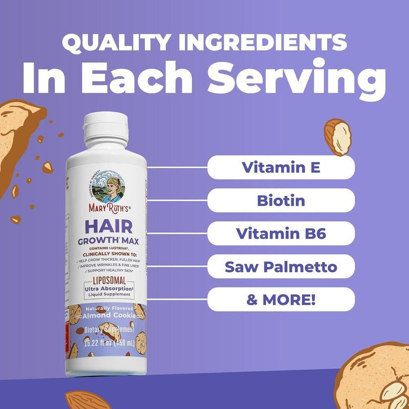MaryRuth Organics Crecimiento de Cabello MAX Liposomal con Lustriva, Biotina y Aceite de Semilla de Calabaza
