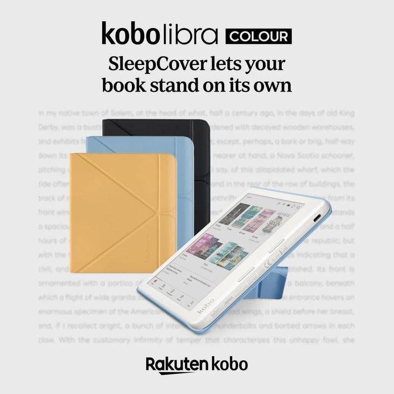 Kobo Libra Colour SleepCover | Amarillo mantequilla | Tecnología Sleep/Wake, soporte de 2 vías, cuero vegano, compatible