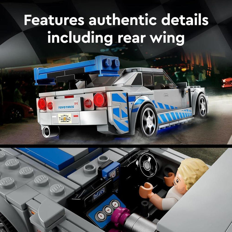 LEGO Speed Champions Nissan Skyline GT-R R34 de 2 Fast 2 Furious, kit con minifigura para niños desde 9 años, juego 2023