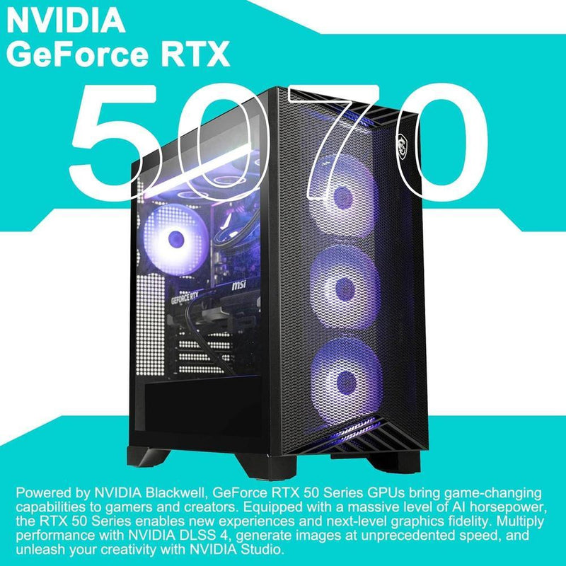 PC de escritorio para juegos MSI Aegis ZS2 con AMD Ryzen 9 9900X, 32GB RAM, 4TB SSD, GeForce RTX 5070, refrigeración líquida