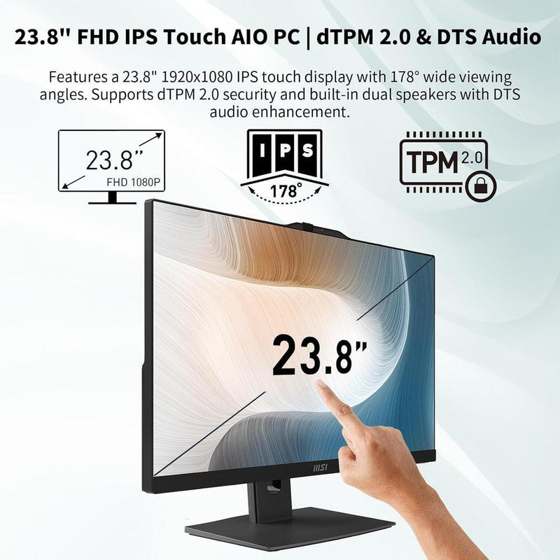 MSI Escritorio Todo en Uno de Negocios Moderno con Pantalla Táctil FHD, Intel Core i5, 16GB DDR5, SSD 1TB, Wi-Fi 6E y Webcam FHD