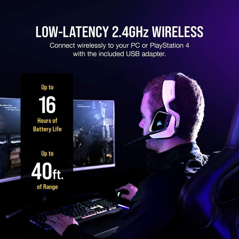 Auriculares Corsair VOID RGB ELITE Inalámbricos - Sonido 7.1, Micrófono Omnidireccional y Compatibilidad iCUE para PC, Mac, PS5, PS4