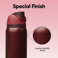 Botella de agua Owala FreeSip aislada de acero inoxidable, incluye sorbete, ideal para viajes y deportes, color cereza negra