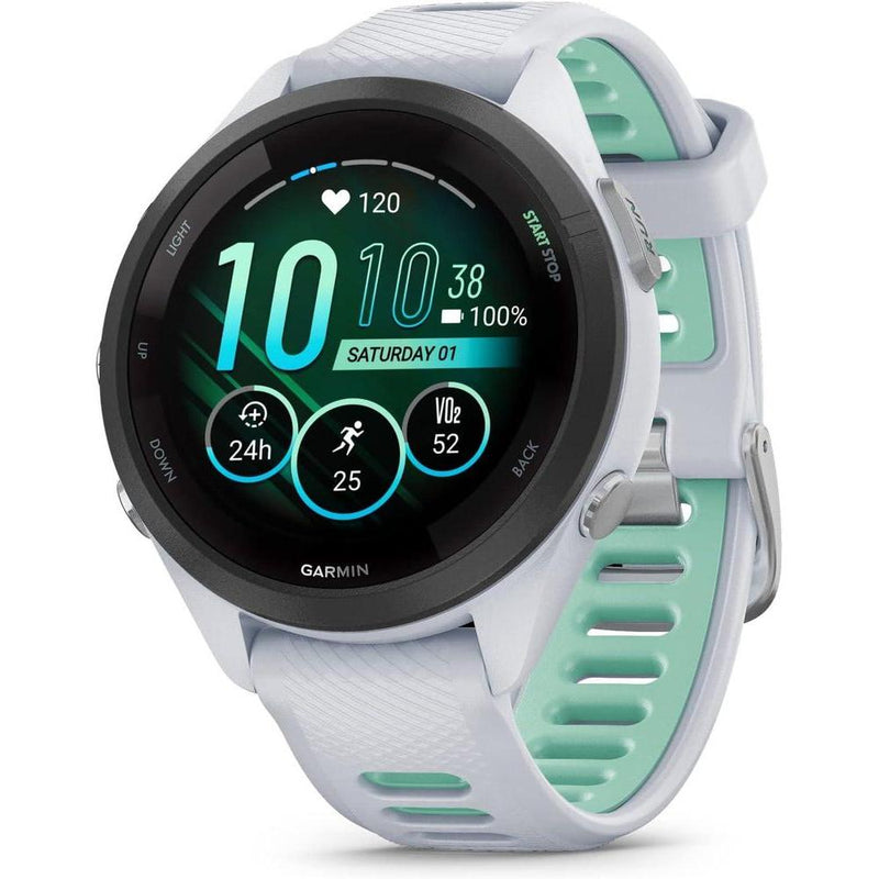 Garmin Forerunner 265S Music GPS Smartwatch Pantalla AMOLED Auriculares 42mm Blanco Piedra