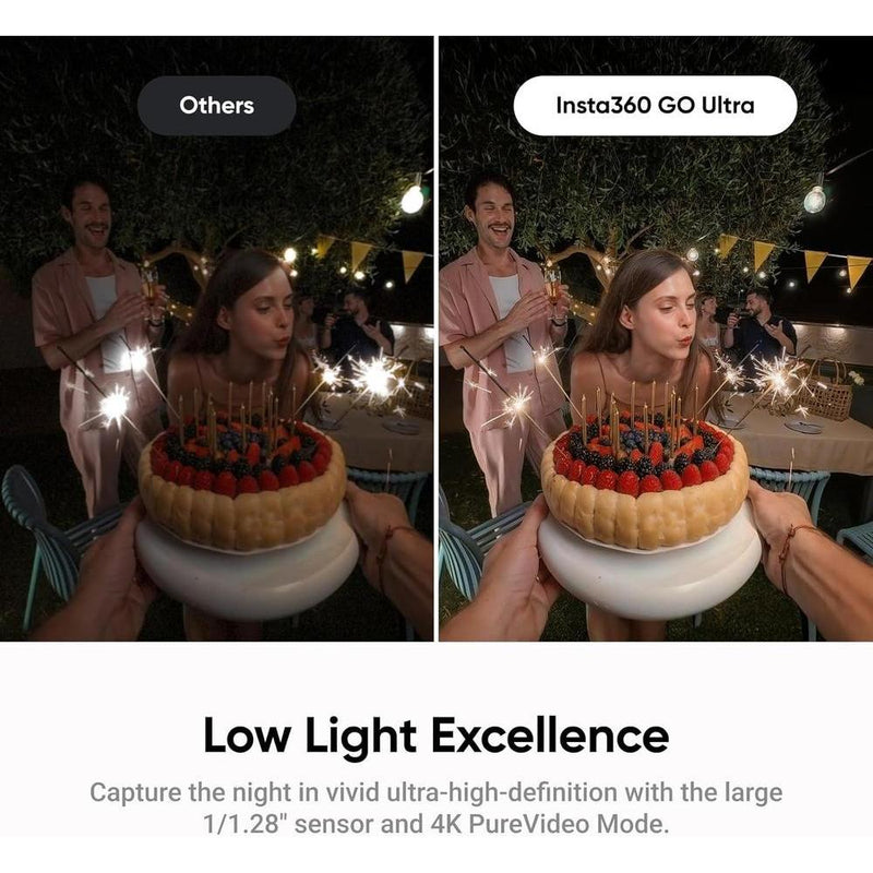Cámara Insta360 GO Ultra 4K para Vlogging, Manos Libres, Sensor 1/1.28", Peso Ligero, con Batería de 200 Min, Magnética, Negra