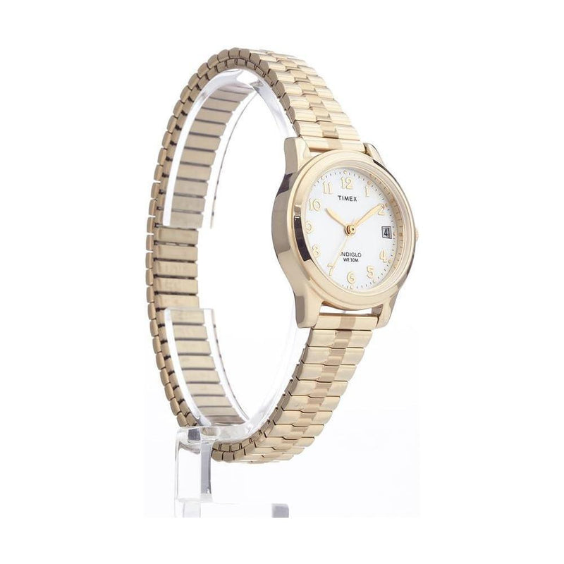 Timex Reloj Essex Ave para mujer en oro con esfera nácar, resistente al agua, tecnología Indiglo, pulsera ajustable