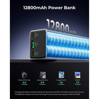 Banco de energía TALIX 125W, cargador portátil de 12800mAh con cable USB-C, tres puertos y carga rápida PD para diversos dispositivos