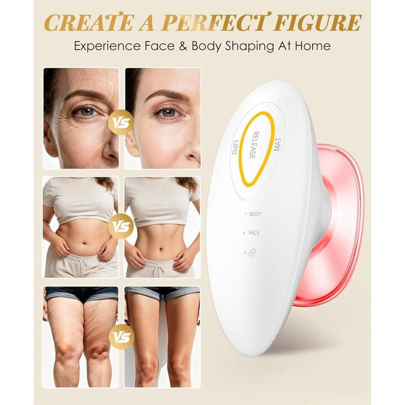 INTEO Máquina 3 en 1: Dispositivo de Belleza Recargable para Contornear Cuerpo y Cara con Terapia de Luz Roja