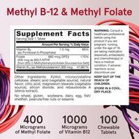 Suplemento Jarrow Formulas Methyl B-12 y Methyl Folate, vitaminas B9 y B12 bioactivas
