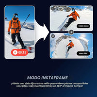 Cámara de acción Insta360 X5 8K sumergible con efecto selfie invisible, estabilización y lentes reemplazables