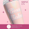 Paris Hilton Boss Babe - Vaso de agua aislado a prueba de fugas con tapa abatible, taza de viaje de acero inoxidable,  rosa iridiscente