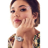 Citizen Eco-Drive Disney Princess - Reloj de acero inoxidable con detalles de cristal y fecha para mujer