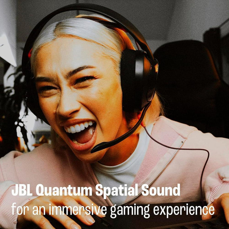 JBL Quantum 250 - Auriculares Gaming Multiplataforma con Sonido Espacial y Micrófono con Cancelación de Ruido, Diseño Cómodo