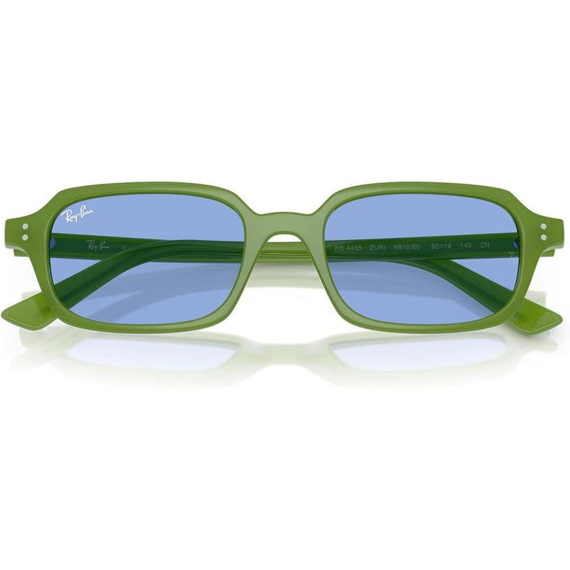Gafas de sol Ray-Ban RB4455 Zuri, protección UV, marco verde nublado y lentes azules, incluye funda y paño limpiador