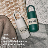 Odense Vaso térmico Legodt Loop con tapa y asa, acero inoxidable resistente a fugas, ideal para viajes y bebidas calientes o frías