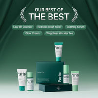 PURITO SEOUL Best Kit - Rutina de cuidado facial con limpiador, suero, tónico y crema, para todo tipo de piel, set de regalo K-Beauty