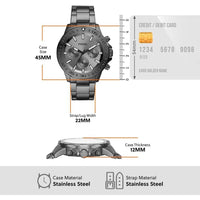 Bannon reloj multifunción moderno de acero inoxidable ahumado, diseño sofisticado para el hombre actual