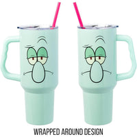 Silver Buffalo Vaso de Acero Inoxidable Calamardo con Asa y Pajilla, Diseño Térmico