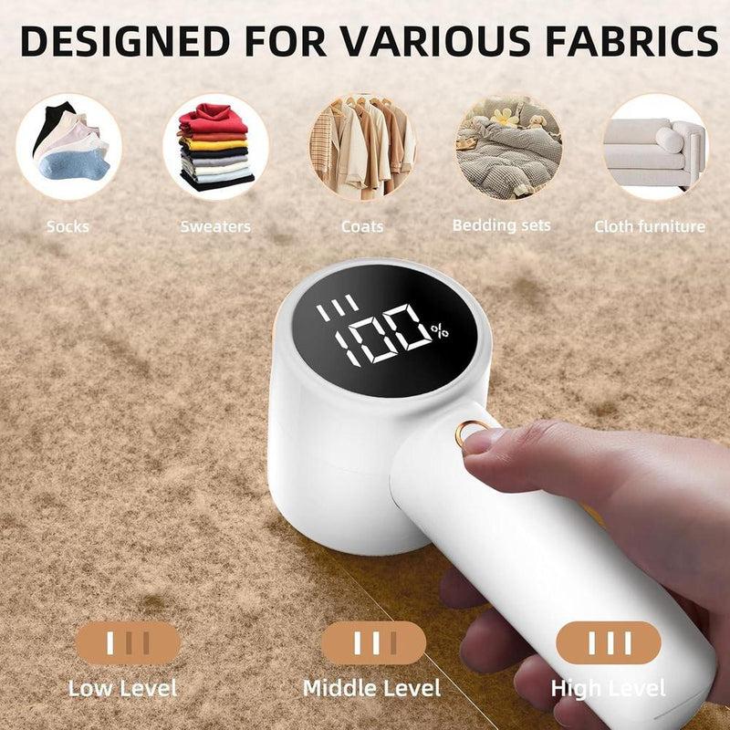 Rasuradora de telas recargable y portátil, con 3 velocidades, 6 cuchillas, pantalla LED, ideal para eliminar pelusas de ropa, muebles y más