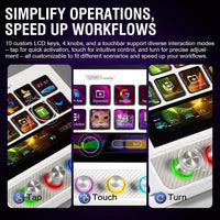 Controlador de streaming VSDINSIDE con teclas programables, macros, efectos sonoros y soporte ergonómico, compatible con Mac y PC