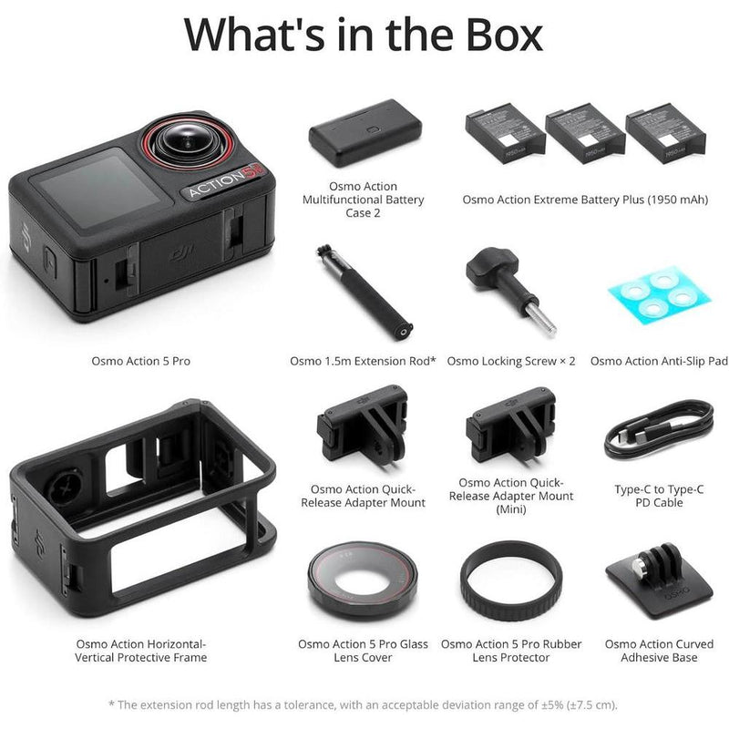 DJI Osmo Action 5 Pro Adventure Combo, cámara de acción 4K, batería extendida, estabilización, pantallas táctiles OLED