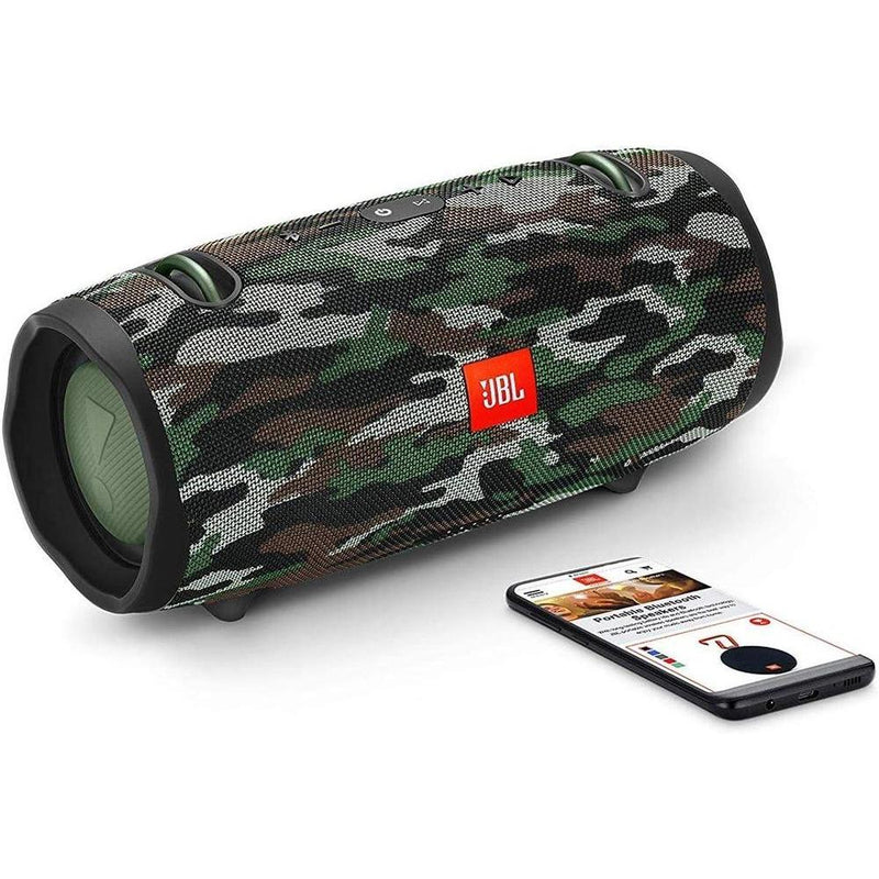 JBL Xtreme 2 Altavoz Bluetooth portátil impermeable con tecnología estéreo y diseño camuflaje, ideal para fiestas y uso en exteriores