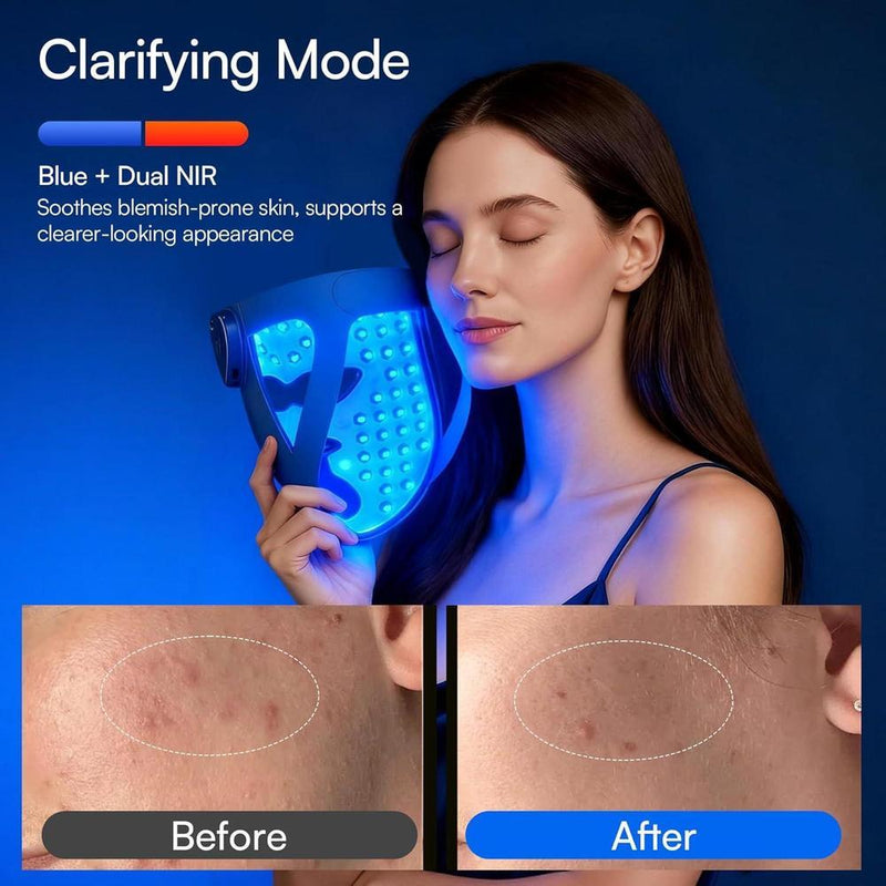 INIA Máscara de terapia de luz LED inalámbrica, tecnología NIR dual, 320 LED, 4 modos, almohadilla de enfriamiento para cuidado facial profesional en casa