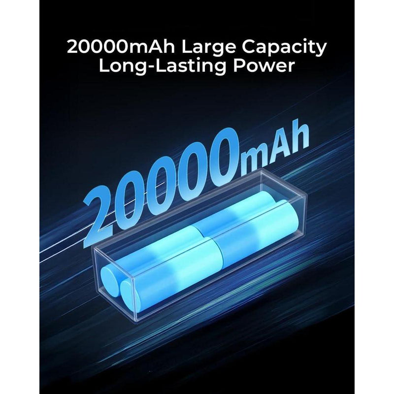 Banco de energía portátil Lenovo con 20,000 mAh, 3 puertos USB-C, cargador híbrido digital y pantalla TFT para viajes