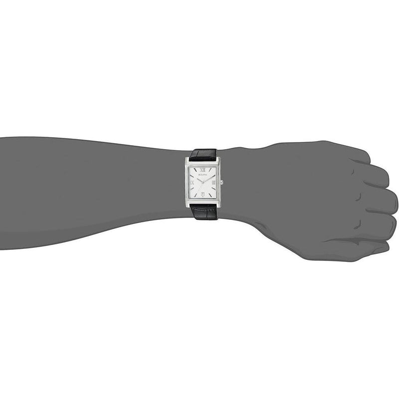 Reloj Bulova de cuarzo y calendario para hombre con caja de acero inoxidable y correa de cuero negro