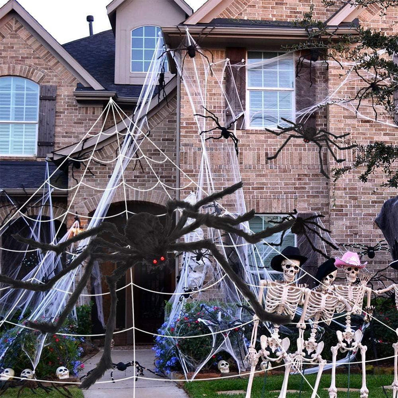 Telaraña de Halloween con araña gigante, espeluznante decoración para exteriores e interiores, ideal para fiestas