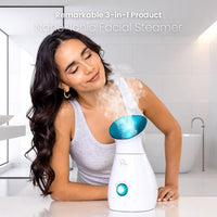 Pure Daily Care NanoSteamer Grande 3 en 1 Vaporizador Facial Nano Iónico con Control de Temperatura, Humidificador y Kit Adicional
