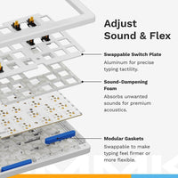 Teclado mecánico para juegos con sistema modular, teclas PBT Doubleshot, perilla programable y retroiluminación RGB