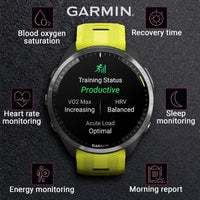 Garmin Forerunner 965 Smartwatch Premium, 1,4 Pulgadas, AMOLED, 32GB, GPS, Gris Carbón Y Amarillo