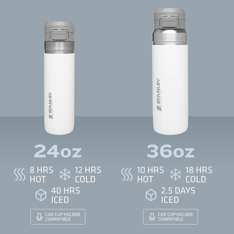 Botella de agua Stanley Quick Flip GO con tapa de botón, a prueba de fugas, acero inoxidable aislado, sin BPA, color niebla