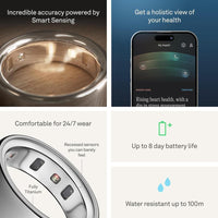 Anillo Oura 4 Plata - Dispositivo portátil de seguimiento del sueño y salud con Bluetooth, diseño resistente y cómodo para uso continuo