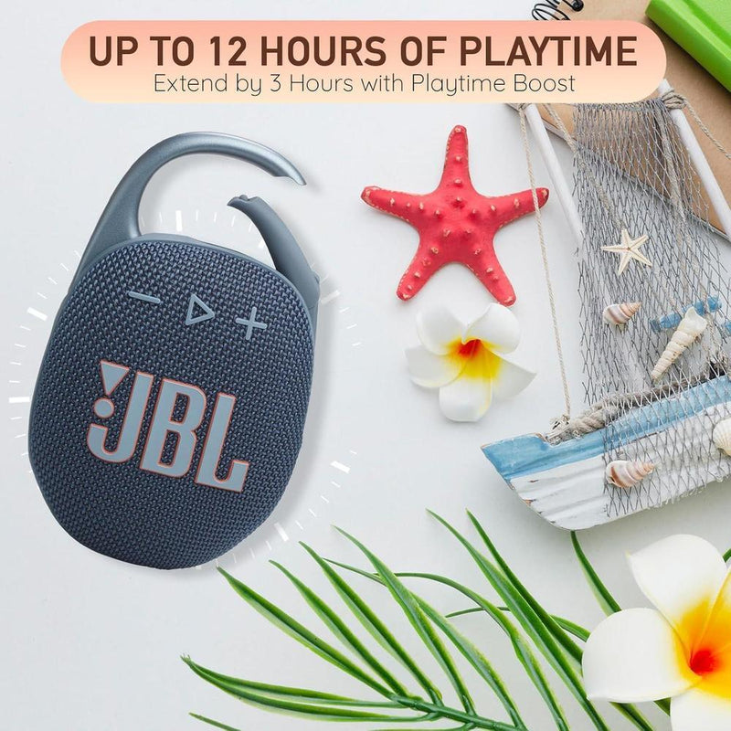 Bocina JBL Clip 5 portátil Bluetooth, impermeable IP67, batería de larga duración, solución integral Boomph