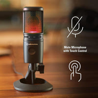 Audio-Technica AT2020USB-X Micrófono USB de condensador cardioide, ideal para estudio y videoconferencia, negro