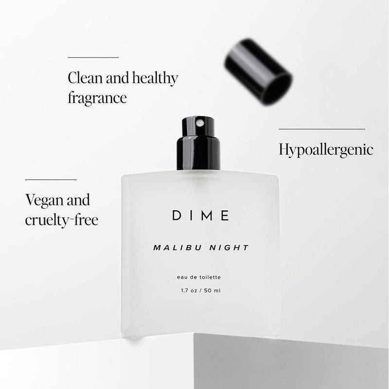 Perfume Dime Malibu Night Eau de Toilette para mujer, aroma floral y almizcle, hipoalergénico y limpio