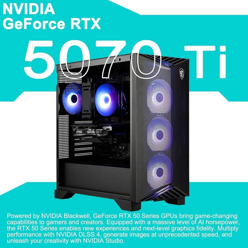 MSI Aegis R2 AI: Torre para juegos con Intel Ultra 9, 32GB RAM, 2TB SSD, RTX 5070 Ti, Wi-Fi 7 y PSU 80+ Gold con accesorio ICP