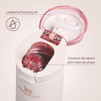 Termo STANLEY Flowstate con tapa a prueba de fugas, acero inoxidable aislado, diseño ergonómico, libre de BPA, color Rose Quartz