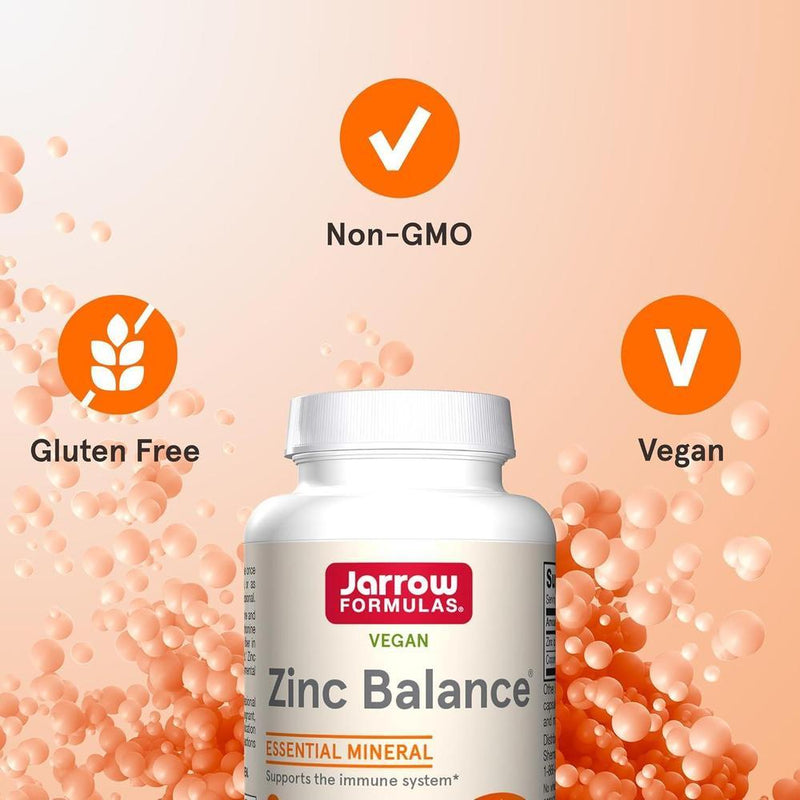 Suplemento Balance de Zinc Jarrow Formulas, con cobre para refuerzo inmunológico, 100 cápsulas, vegano y libre de alérgenos