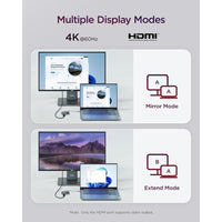 Lenovo Hub de viaje USB-C 5 en 1 con entrega de energía, HDMI 4K, puertos duales USB-C y USB-A, Plug and Play en gris plateado
