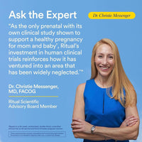 Multivitamínico Prenatal Ritual para Mujeres, con Folato, Colina y Omega-3 DHA para Soporte Fetal y Maternal, Sin OGM, Vegano