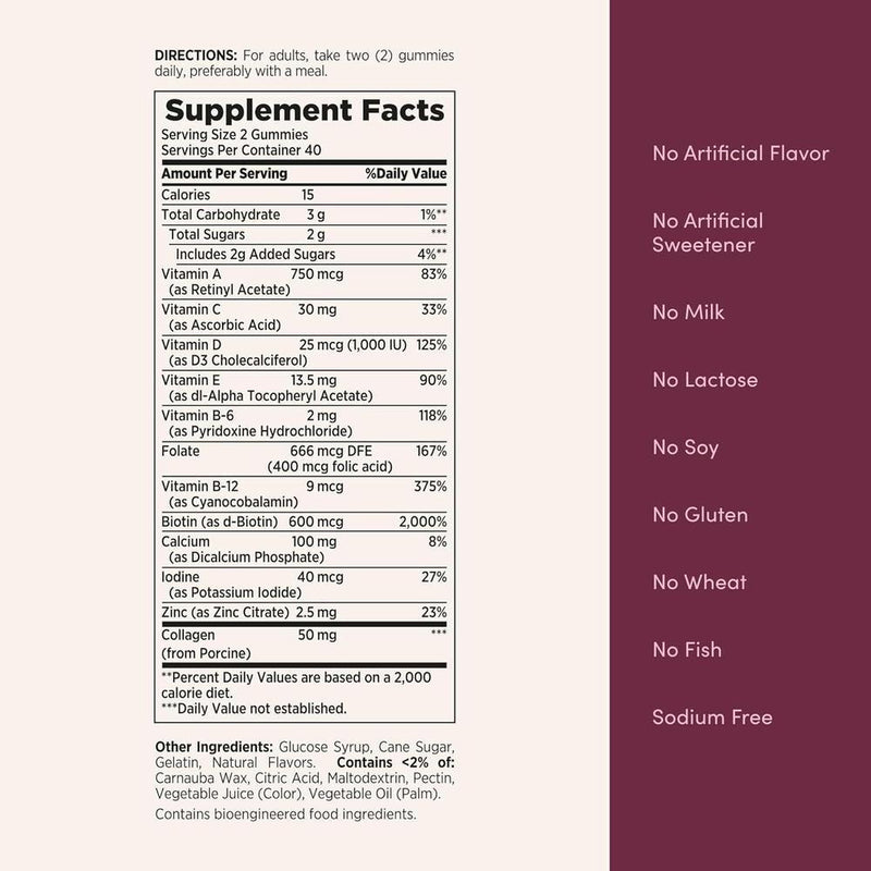 Nature's Bounty Multivitaminas para Mujeres, Apoyo Inmunológico, Salud Ósea, Sabor Frambuesa, 80 Gomitas, 40 Porciones