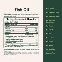 Aceite de Pescado Nature's Bounty 1200 mg con 360 mcg Omega-3, Suplemento Salud Cardíaca y Celular, 200 Cápsulas