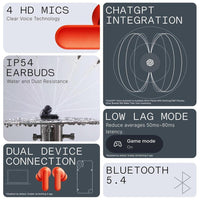 Auriculares CMF Buds 2A Inalámbricos ANC 42dB Bluetooth 5.4 4 Micrófonos Claras Llamadas Naranja