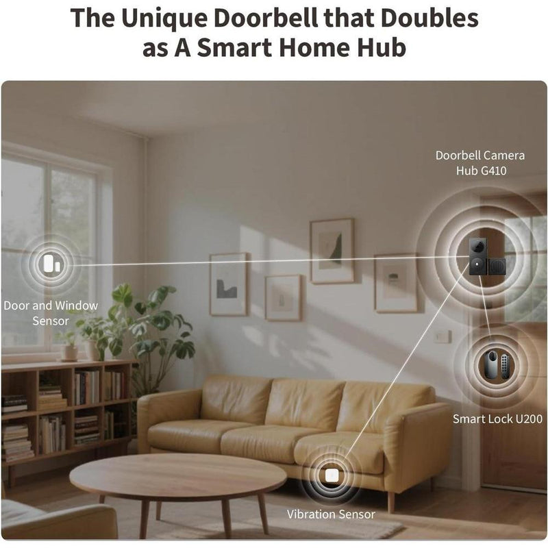 Aqara Timbre Inteligente con Cámara G410 y Campanilla, Video Seguro HomeKit, Audio Bidireccional, Hub Matter Integrado