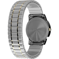 Timex Easy Reader con caja de dos tonos, banda de expansión multicolor, esfera blanca, y resistente al agua